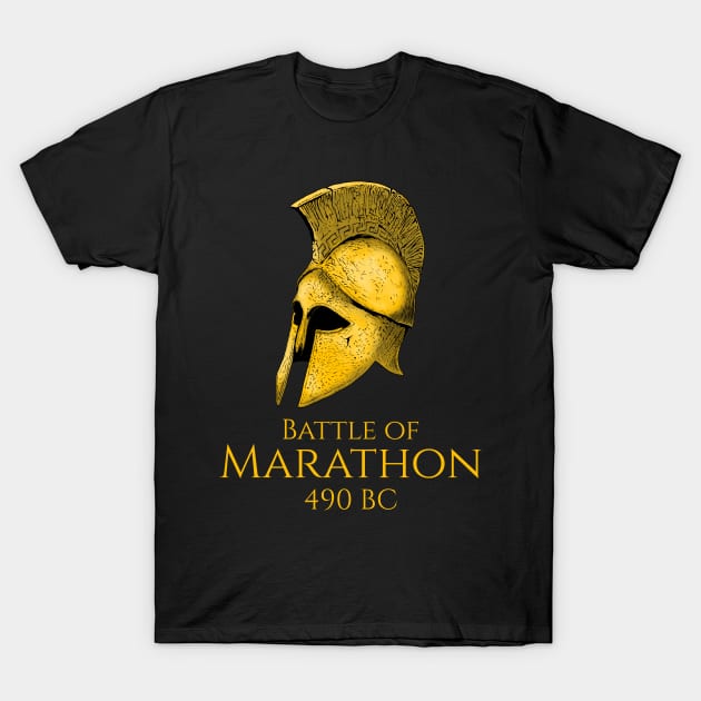 Ancient Greek History Hoplite Helmet Battle Of Marathon T-Shirt by Styr Designs